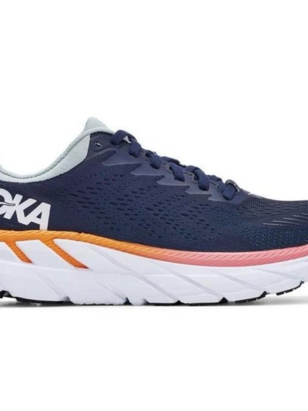 Hoka One One Clifton 7  Blue Orange Running Sneakers Running Size 11 - Picture 2 of 10